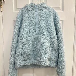 Cozy Blue Kids Sherpa Pullover Sweater, Half Zip, Hoodie